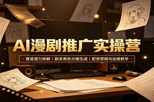 AI漫剧推广实操营:赛道潜力拆解,剧本角色分镜生成,配音剪辑与运镜教学
