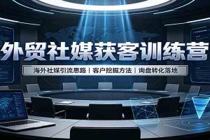 外贸社媒获客训练营:海外社媒引流思路,客户挖掘方法,询盘转化落地
