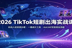 2026 TikTok短剧出海实战课:机构入驻资质办理,一键成片工具,IAA/IAP双变现全流程
