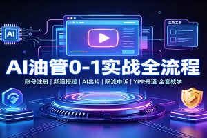 AI油管0-1实战:账号注册频道搭建,AI出片,限流申诉,YPP开通全套教学
