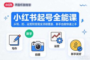 小红书起号全能课，从写、拍、运营到变现全流程覆盖，新手也能快速上手（更新）
