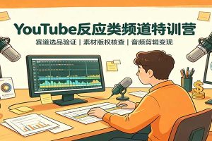 YouTube反应类频道特训营：赛道选品验证，素材版权核查，音频剪辑变现