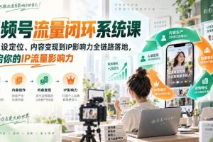 视频号流量闭环系统课，从人设定位、内容变现到IP影响力全链路落地，开启你的IP流量影响力