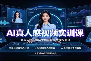 AI真人感视频实训课：图像语音生成，UGC内容制作，AI数字博主变现教程