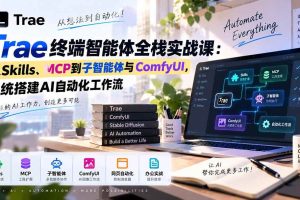（20390期）Trae终端智能体全栈实战课：从Skills、MCP到子智能体与ComfyUI，系统搭建AI自动化工作流