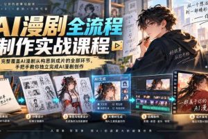 AI漫剧全流程制作实战课程，完整覆盖AI漫剧从构思到成片的全部环节，手把手教你独立完成AI漫剧创作