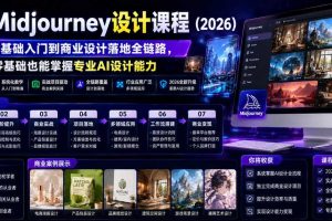 AI Midjourney设计课程（2026），从零基础入门到商业设计落地全链路，零基础也能掌握专业AI设计能力（更新0913）