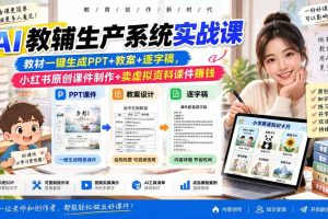 （20542期）AI教辅生产系统实战课｜教材一键生成PPT+教案+逐字稿，小红书原创课件制作+卖虚拟资料课件赚钱