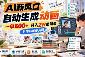 AI新风口，自动生成动画，一单500+，月入2W很简单，附内部接单资源【揭秘】