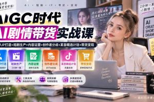 (20567期)AIGC时代AI剧情带货实战课|AI真人IP打造+短剧生产+内容运营+创作者分成、某音精选计划+带货变现