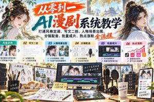 从零到一AI漫剧系统教学,打通风格定调、写文二创、人物场景出图、分镜配音、批量成片、热点涨粉全流程