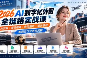 （20569期）2026AI数字化外贸全链路实战课：AI获客+报价磋商+合同履约+报关收款，跑通出口业务全流程