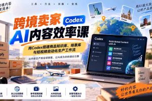 （20595期）跨境卖家AI内容效率课：用Codex搭建商品知识库、场景库与短视频自动化生产工作流