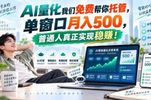 （20607期）AI量化副业天花板，单窗口月入500，普通人真正实现稳赚！