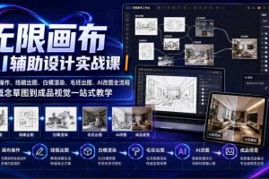 无限画布AI辅助设计实战课|画布操作、线稿出图、白模渲染、毛坯出图、AI改图全流程,从概念草图到成品视觉一站式教学(更新0923)