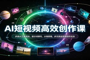 AI短视频高效创作课:多类AI工具用法,提示词撰写,分镜剪辑,多元高级视频创作玩法