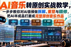 AI音乐转原创实战教学，一步步教你对AI音频做拆解、重塑与精修，把AI半成品打磨成完整原创音乐作品