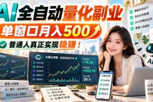 AI全自动量化副业,单窗口月入500,普通人真正实现稳賺!【揭秘】