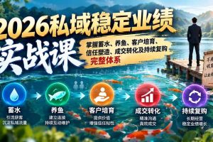 (20710期)2026私域稳定业绩实战课:掌握蓄水、养鱼、客户培育、信任塑造、成交转化及持续复购完整体系