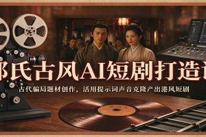 邵氏古风AI短剧打造课：古代骗局题材创作，活用提示词声音克隆产出港风短剧