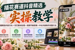 (20775期)插花赛道抖音精选实操教学:掌握精选内容方向+花艺素材处理+视频节奏剪辑+中长内容制作完整方法