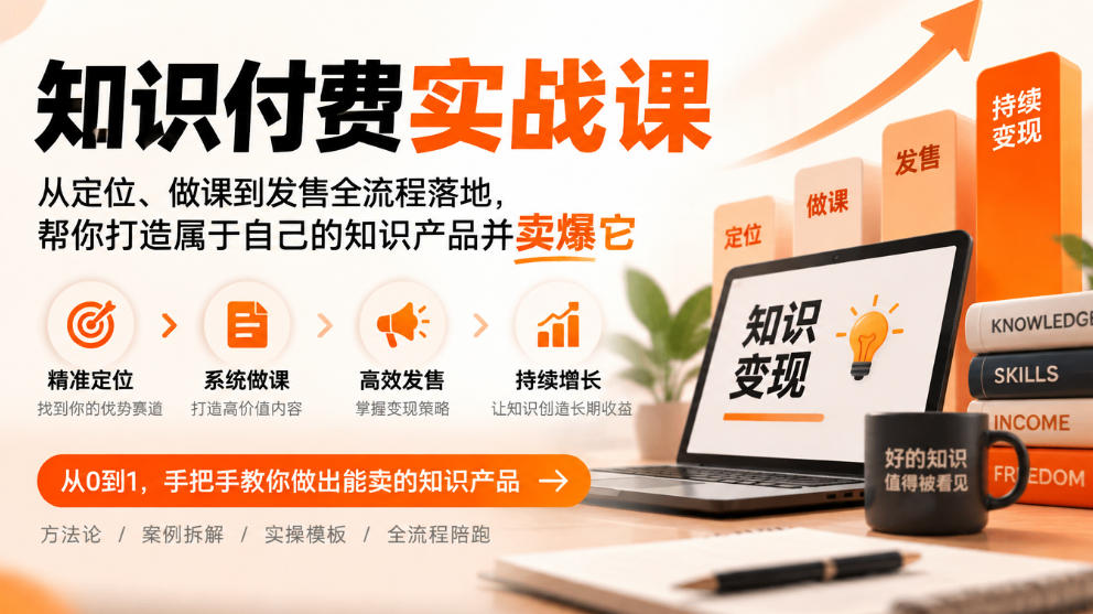 知识付费实战课:从定位、做课到发售全流程落地,帮你打造属于自己的知识产品并卖爆它