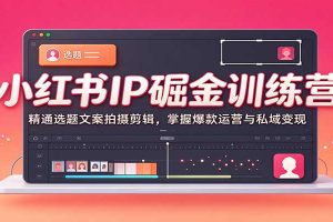 小红书IP掘金训练营：精通选题文案拍摄剪辑，掌握爆款运营与私域变现