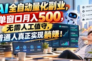 （20826期）AI全自动量化副业，单窗口月入500，无需人工值守，普通人真正实现躺賺！