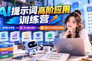 (20823期)【无水印】AI提示词高阶应用训练营|通用指令思维+多元输出模式+商业行业案例全落地