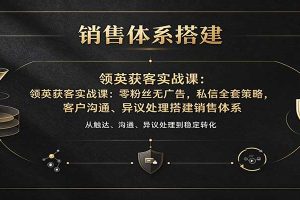 领英获客实战课:零粉丝无广告,私信全套策略,客户沟通、异议处理搭建销售体系