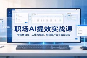职场AI提效实战课:智能体训练,工作流搭建,编程做产品与副业变现