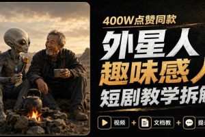 400W点赞同款外星人趣味感人短剧教学拆解,视频+文档教+提示词(更新1009)