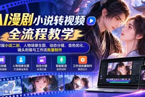 （20880期）AI漫剧小说转视频全流程教学：掌握小说二创、人物场景生图、动态分镜、音色优化、镜头衔接与工作流批量制作
