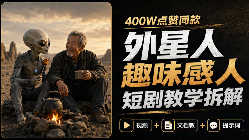 400W点赞同款外星人趣味感人短剧教学拆解,视频+文档教+提示词(更新1009)