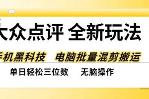 大众点评全网最新玩法,黑科技代替人工,全程无脑搬运,单日三位数以上【揭秘】